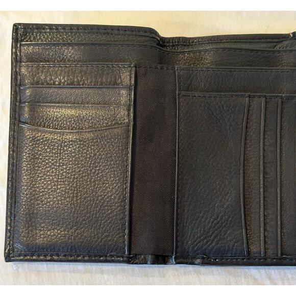 FOSSIL Women's Black LEATHER Wallet TriFold Flap Snap Closure Zip Vintage 90s - Picture 8 of 9